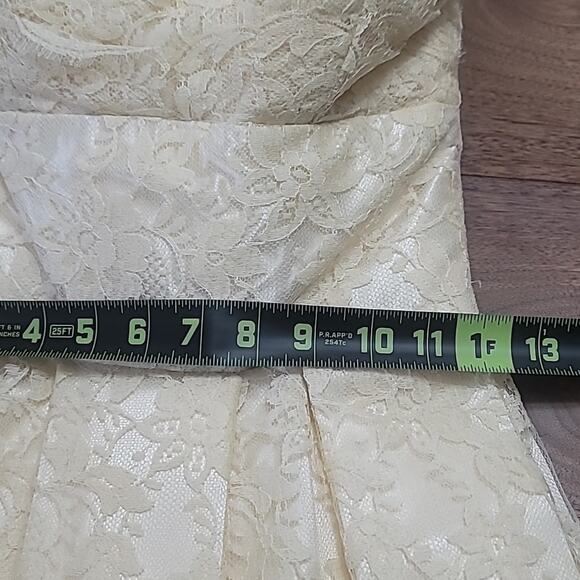 Vtg 1950s Cream Lace over Satin Strapless Dress & Jacket - Picture 4 of 14